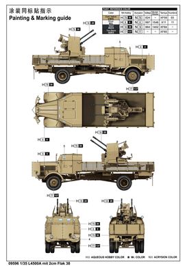 Assembled model 1/35 armored car L4500A equipped with 2cm anti-aircraft gun Flak38 Trumpeter 09596