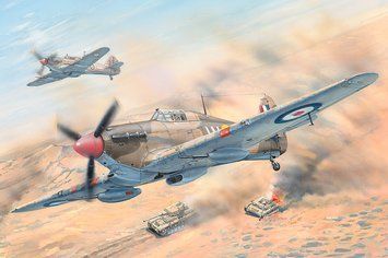 Assembled model 1:48 British fighter Hurricane Mk.ⅡD/TROP Hobby Boss 81780