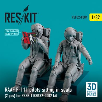 1/32 Scale Model RAAF F-111 Pilots Seated (2pcs) for RESKIT RSK32-0002 (3D Printing) Reskit RSF32-0004, In stock