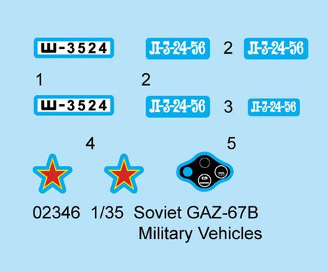 Збірна модель 1/35 військовий позашляховик ГАЗ-67Б Military Vehicles GAZ-67B Trumpeter 02346