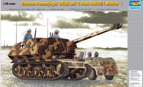 Сборная модель 1/35 немецкая САУ Marder Ⅰ Panzereger 39(H) mit 7.5cm Pak40/1 Trumpeter 00354