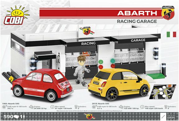 Учебный конструктор два спортивных автомобиля в гараже Abarth Racing Garage COBI 24501