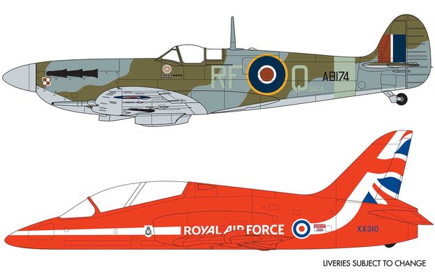 Старовой набор для моделизма Supermarine Spitfire & RAF Red Arrows Hawk - Gift Set Airfix 50187