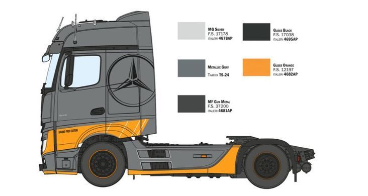 Сборная модель 1:24 грузовик MB Actros MP4 Big Space - Grand Prix Edition Italeri 3968