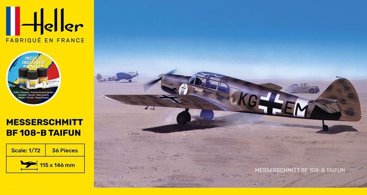 Сборная модель 1/72 самолет Messerschmitt Bf 108B "Taifun" - Стартовый набор Heller 56231