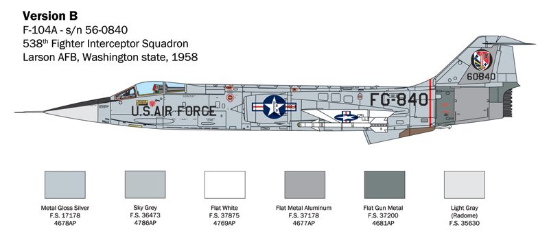 Сборная модель 1/32 самолет F-104 A/C Starfighter Italeri 2515