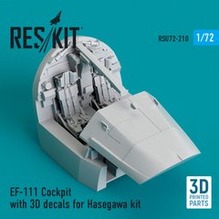Масштабна модель Кабіна EF-111 з 3D-наклейками для комплекту Hasegawa (3D-друк) (1/72) Reskit RSU72-0210, В наявності