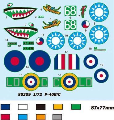 Збірна модель 1:72 літак P-40B/C Hawk-81 HobbyBoss 80209