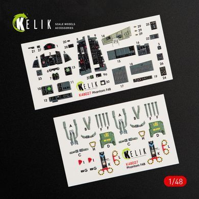 F-4B Interior 3D Stickers for Tamiya Kit (1/48) Kelik K48027