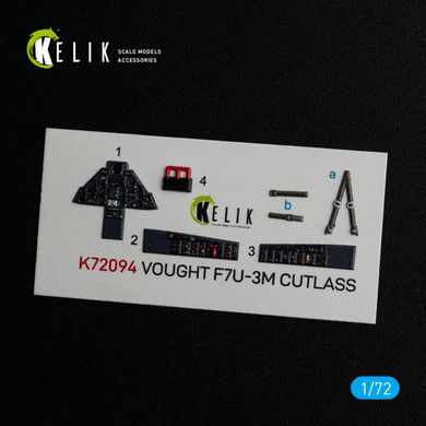 Интерьерные 3D наклейки 1/72 для модели Vought F7U-3M Cutlass (Fujimi) Kelik K72094, В наличии