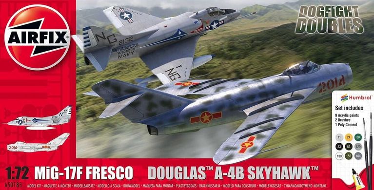 Prefab model 1/72 aircraft Mig 17 & Douglas Skyhawk Dogfight Double - Starter kit Airfix 50185