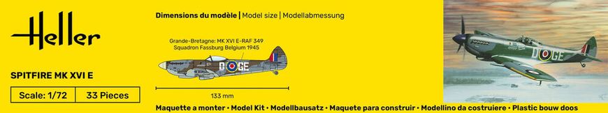 1/72 Spitfire Mk XVI E King of Fighters Kit Heller 56282 Starter Kit