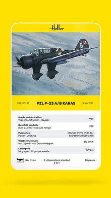Збірна модель 1/72 літак-розвідник і бомбардувальник PZL P-23 A/B Karaś Heller 80247