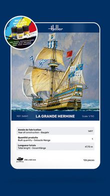 Prefab model 1/150 sailing ship La Grande Hermine - Starter kit Heller 56841