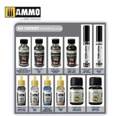 SUPER PACK Metallics Ammo Mig 7809 realistic metallics kit