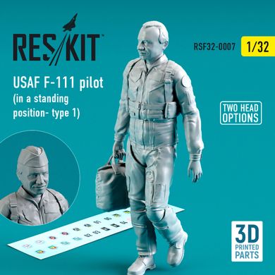 1/32 Scale US Air Force F-111 Pilot (Standing - Type 1) (3D Print) Reskit RSF32-0007, In stock