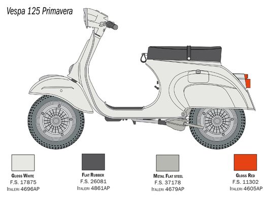 Сборная модель 1/9 – легенда на двух колесах Vespa 125 Spring Italeri 4633