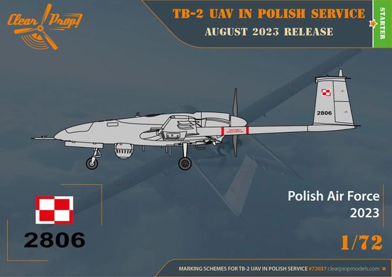 Збірна модель 1/72 Байрактар БЛА ТВ.2 польська версія Clear Prop! CP72037