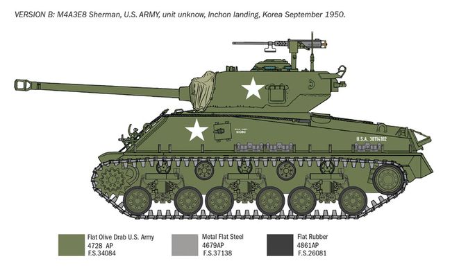 Збірна модель 1/35 танк M4A3E8 Sherman Корейська війна Italeri 6586