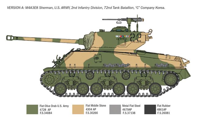 Збірна модель 1/35 танк M4A3E8 Sherman Корейська війна Italeri 6586