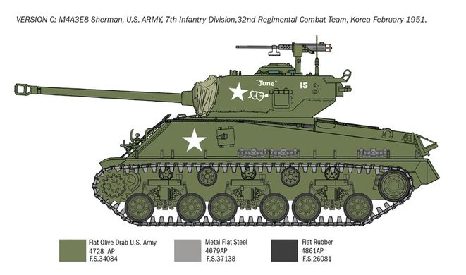 Збірна модель 1/35 танк M4A3E8 Sherman Корейська війна Italeri 6586