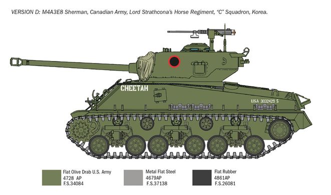 Збірна модель 1/35 танк M4A3E8 Sherman Корейська війна Italeri 6586