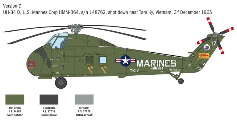 Збірна модель 1/48 гелікоптера H-34A "Pirate" / UH-34D Marines Italeri 2776