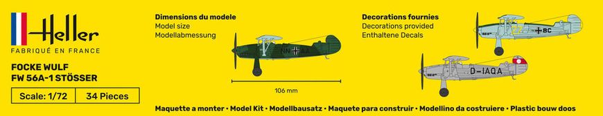 Сборная модель 1/72 самолет Focke Wulf Fw 56A-1 Stösser Heller 80238