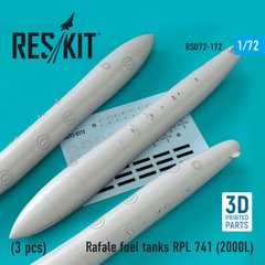 Масштабна модель паливні баки Rafale RPL 741 (2000L) (3 шт.) (3D друк) (1/72) Reskit RSU72-0172, В наявності