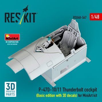 Масштабна модель 1:48 кабіна P-47D-10/11 Thunderbolt (базова версія з 3D-наклейками) для набору MiniArt Reskit RSU48-0547