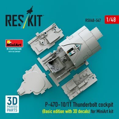 Масштабна модель 1:48 кабіна P-47D-10/11 Thunderbolt (базова версія з 3D-наклейками) для набору MiniArt Reskit RSU48-0547