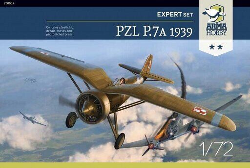 Сборная модель истребителя PZL P.7a 1939 Ekspert set Arma Hobby 70007