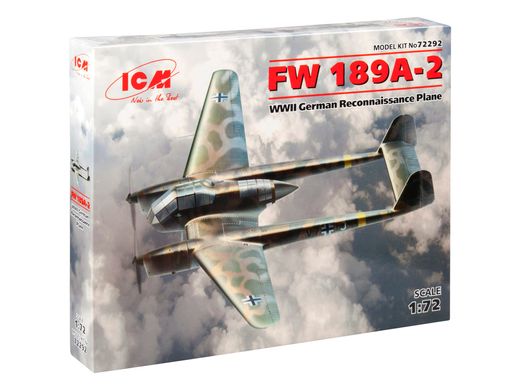 Збірна модель 1/72 літак FW 189A-2, Німецький літак-розвідник 2 Світової війни ICM 72292