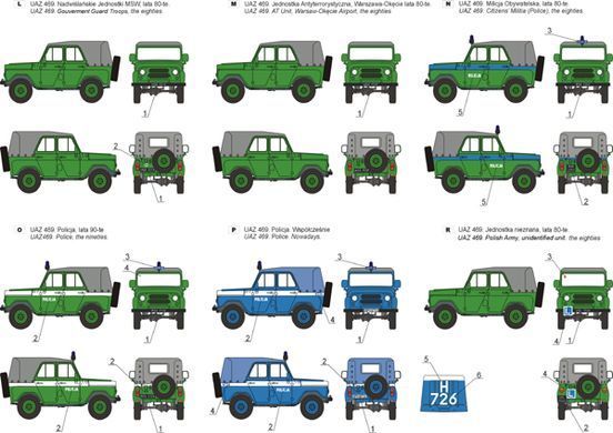 Decals 1:72 for UAZ 469 w Polsce Toro Model 72D48