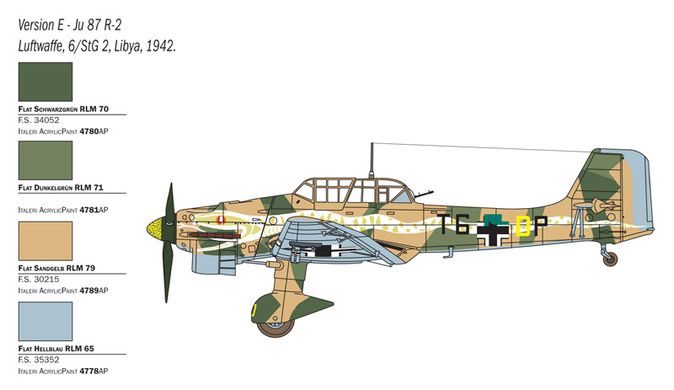 Збірна модель 1/48 гвинтового літака JU 87 B-2/R-2 Stuka "Picchiatello" Italeri 2769