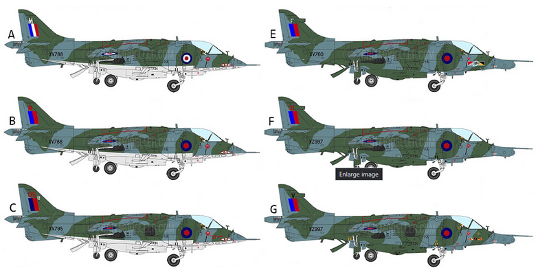 Assembly model 1/48 military aircraft Harrier GR3 40 ANN Falkl Kinetic 48139