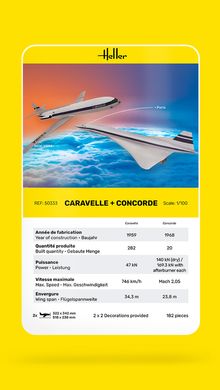 Збірна модель 1/100 набір літаків Concorde and Caravelle Каравелла і Конкорд Heller 50333