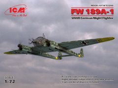 Збірна модель 1/72 літак FW 189A-1, Німецький нічний винищувач 2 Світової Війни ICM 72293