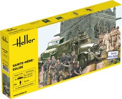 1/72 scale model and two Sainte-Mère-Eglise Heller 50327 cars