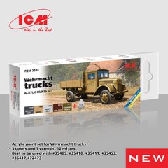 A set of acrylic paints for Wehrmacht trucks ICM 3038