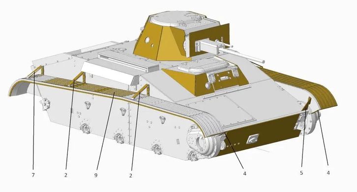 Фототравлення 1/72 надгусеничні полки для моделі збірної танка Т-60. ACE PE7269, В наявності