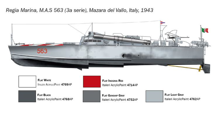 Збірна модель 1/35 торпедний катер M.A.S. 563/568 з екіпажем Italeri 5626