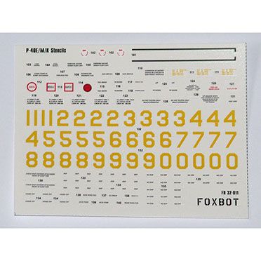 Decal 1/32 technical inscriptions on Curtiss P-40E/M/K Foxbot 32-011, In stock
