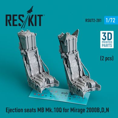 1/72 Scale Model MB Mk.10Q Ejection Seats for Mirage 2000B,D,N (2 pcs) (3D Printed) Reskit RSU72-0281, In stock