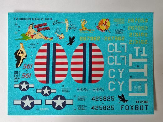 Декаль 1:72 для Lockheed P-38 Lightning - Pin-Up Nose Art Part III (for Frog and Academy Kits) Foxbot 72-068