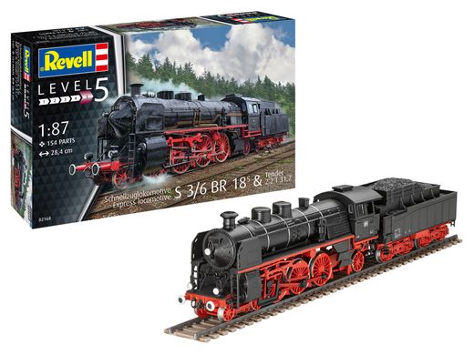 Збірна модель 1/87 локомотив Express locomotive S3/6 BR18(5) with Tender 2‘2’T Revell 02168