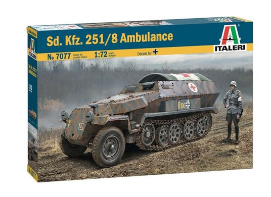 Assembled model 1/72 Sd.Kfz. 251/8 Italeri 7077 ambulance
