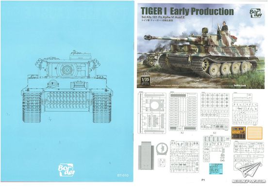 Збірна модель 1/35 танк Pz.Kpfw.VI Ausf.E Sd.Kfz.181 Tiger I Early Production Border Model BT-010