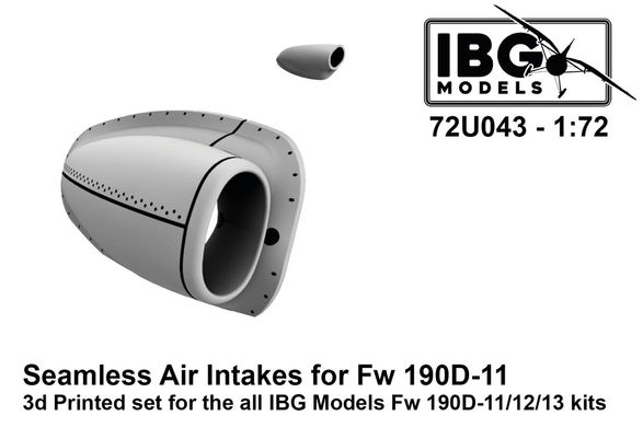 Scale model 1/72 Seamless wind intakes, over-armed in 3D (for Focke-Wulf Fw-190 D-11 / D-12 / D-13 IBG kits) IBG Models 72U043, In stock