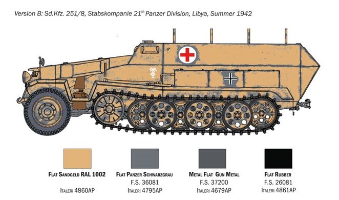 Збірна модель 1/72 Sd.Kfz. 251/8 Швидка допомога Italeri 7077